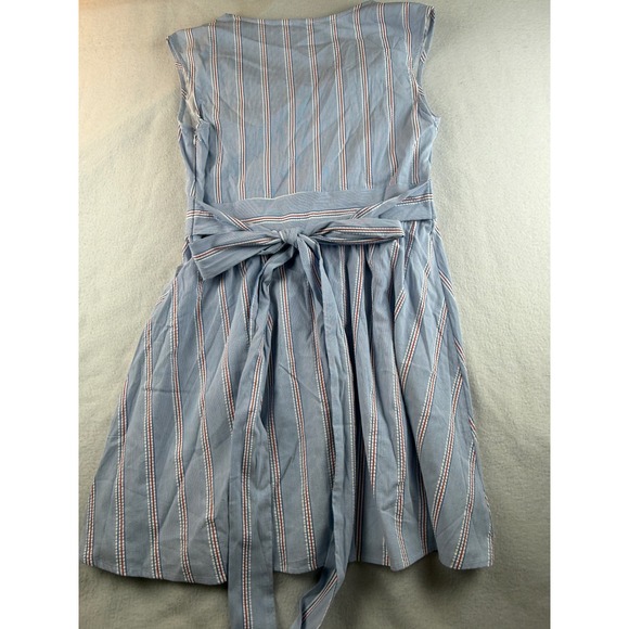 Vineyard Vines Women's Stripe Seersucker Tie Dress Bimini Blue Size 14 NWT - Picture 9 of 9